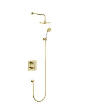 Burlington Guild Thermo Concealed Diverter Shower Valve Pack with Additional Accessories (Dual Outlet) Gold [GUSHOWERPACKQ3G]