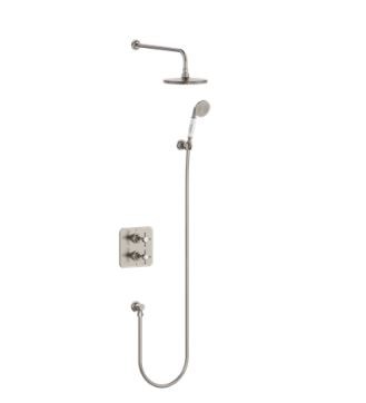 Burlington Guild Thermo Concealed Diverter Shower Valve Pack with Additional Accessories (Dual Outlet) Brushed Nickel [GUSHOWERPACKQ3L]