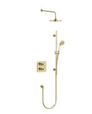Burlington Guild Thermo Concealed Diverter Shower Valve Pack with Additional Accessories (Dual Outlet) Gold [GUSHOWERPACKQ4G]