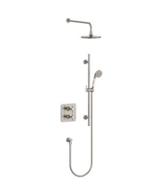 Burlington Guild Thermo Concealed Diverter Shower Valve Pack with Additional Accessories (Dual Outlet) Brushed Nickel [GUSHOWERPACKQ4L]