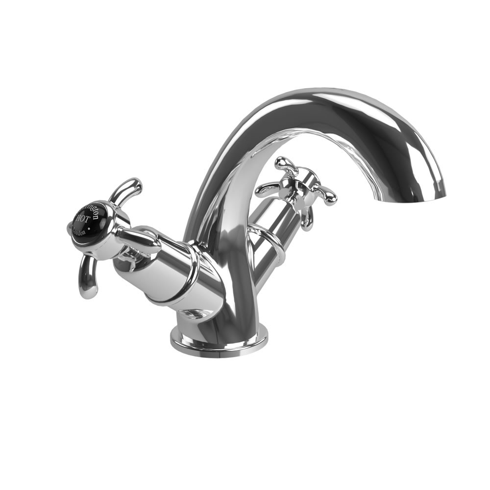 Burlington AN45QTBLA Anglesey Quarter Turn Basin Mixer Chrome (Matt Black Indicies)