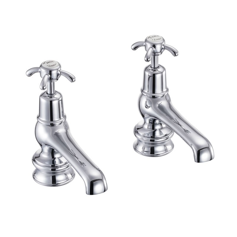 Burlington ANR2QT Anglesey Regent Quarter Turn Basin Pillar Tap 5(in) Chrome (White Indicies)