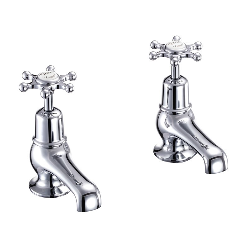 Burlington BI1QT Birkenhead Quarter Turn Cloakroom Basin Pillar Taps Chrome with White Indicies