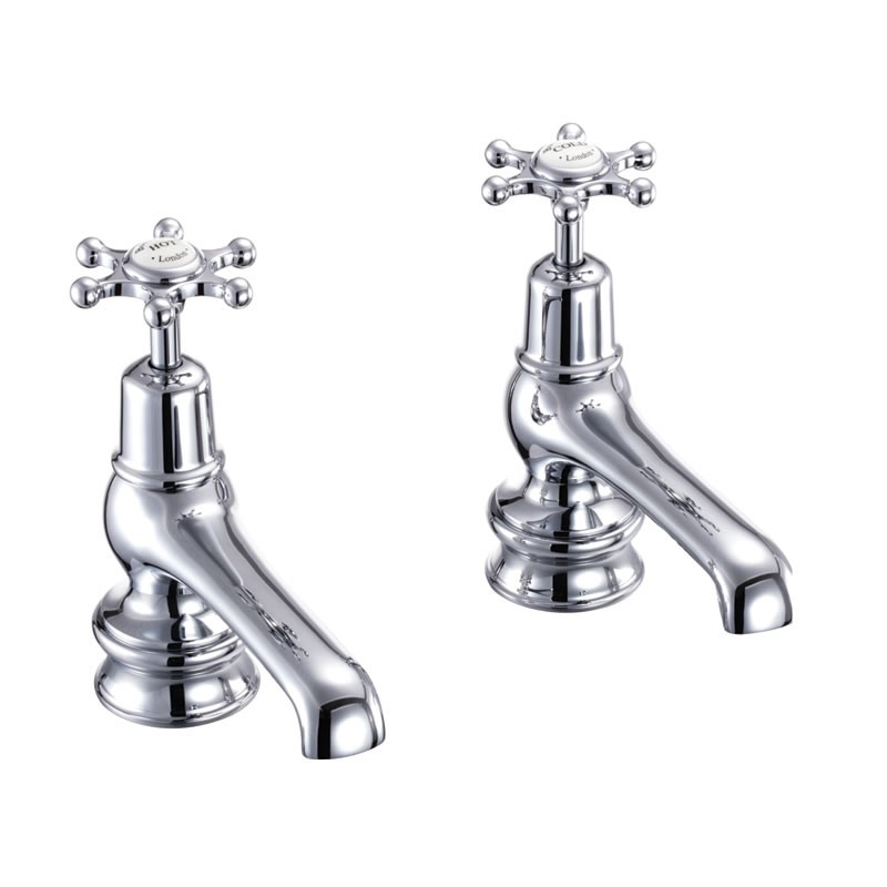 Burlington BIR2QT Birkenhead Regent Quarter Turn Basin Pillar Tap 5(in) Chrome (White Indicies)
