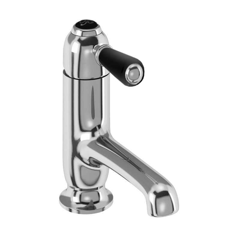 Burlington CH19BLA Chelsea Straight Spout Monobloc Basin Mixer Chrome with Matt Black Tap Lever