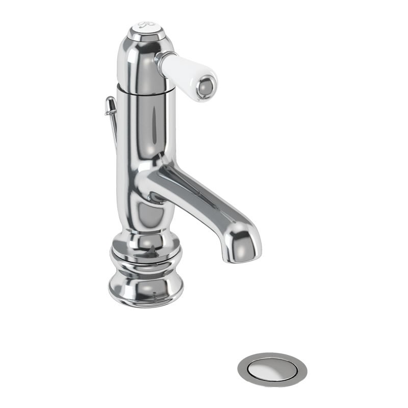 Burlington CHR20WAL Chelsea Regent Straight Spout Monobloc Basin Mixer with Pop-Up Waste Chrome & Walnut Tap Lever