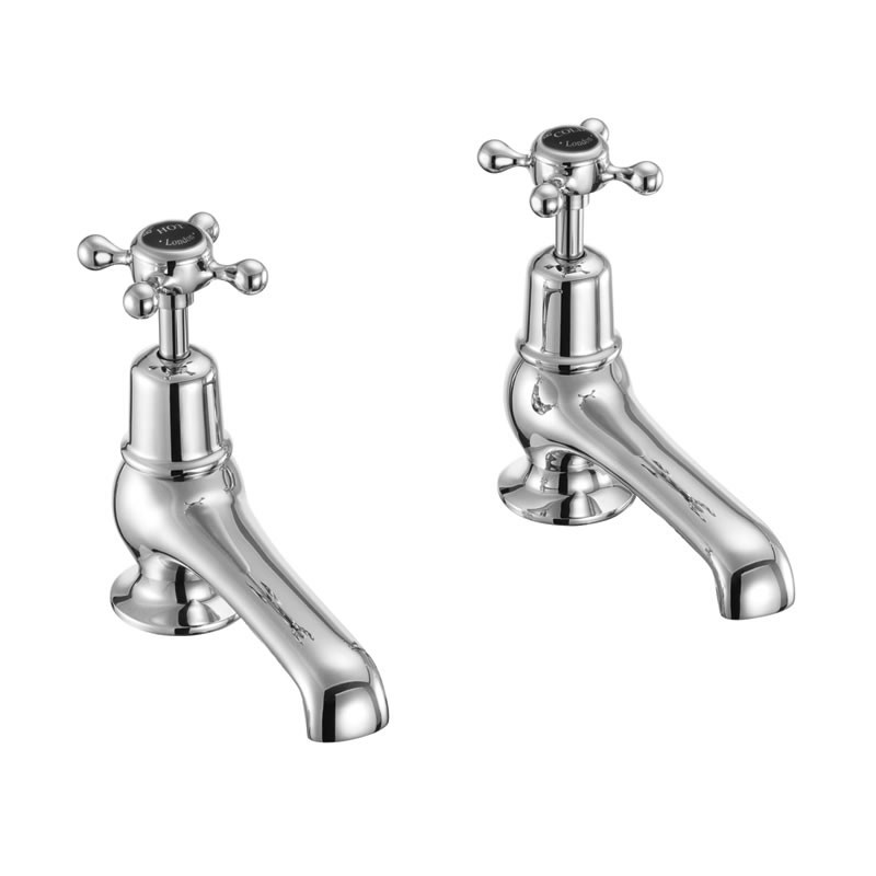 Burlington CL2BLA Claremont Basin Pillar Tap with 5(in) Nose Chrome with Matt Black Indicies