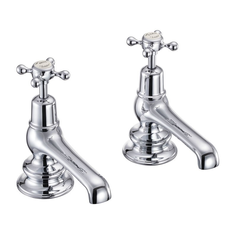 Burlington CLR3MED Claremont Regent Bath Pillar Taps Chrome with Medici Indicies