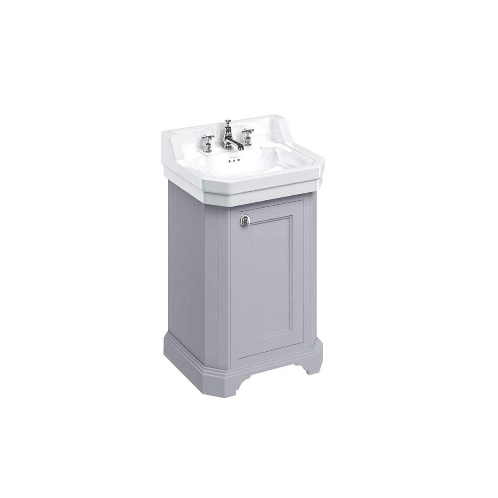 Burlington FC12G Freestanding Edwardian Vanity Unit with Single Door Classic Grey (Basin NOT Included)