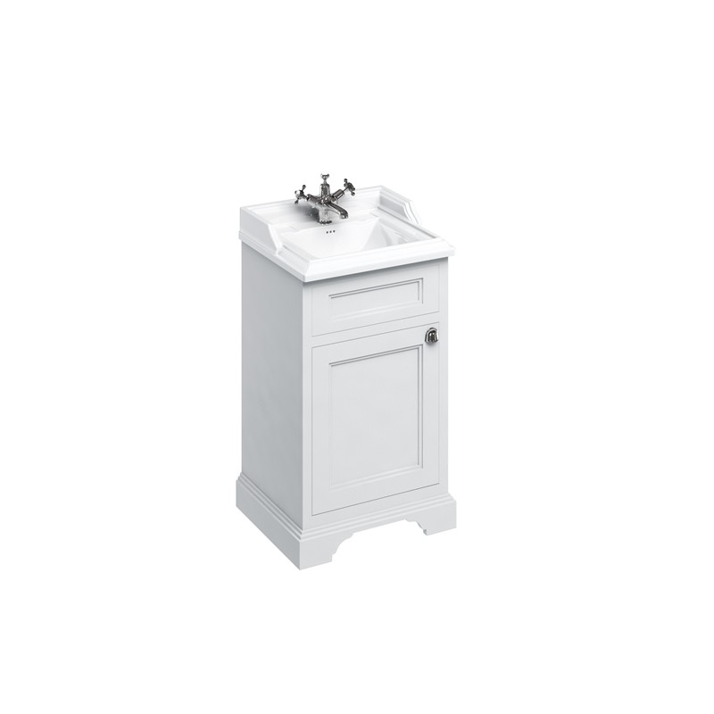 Burlington FC8W Freestanding 500mm Vanity Unit with Single Door Matt White (Basin NOT Included)