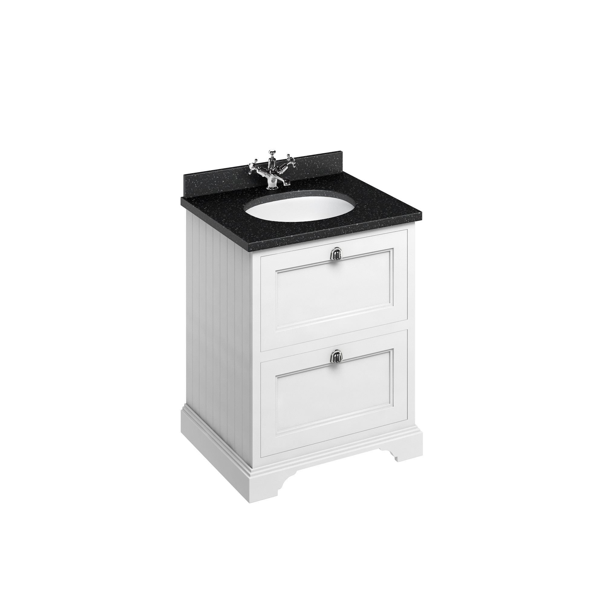 Burlington FF9W Freestanding 650mm Vanity Unit with 2 Drawers Matt White (Basin NOT Included)