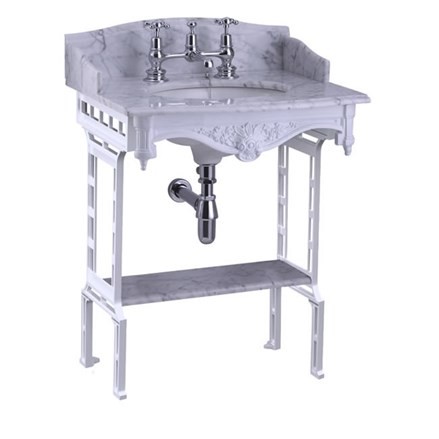 Burlington T43 Georgian Basin Wash Stand (for 650mm Carrara Marble Countertop & Basin) White Aluminium (Countertop & Basin NOT Included)