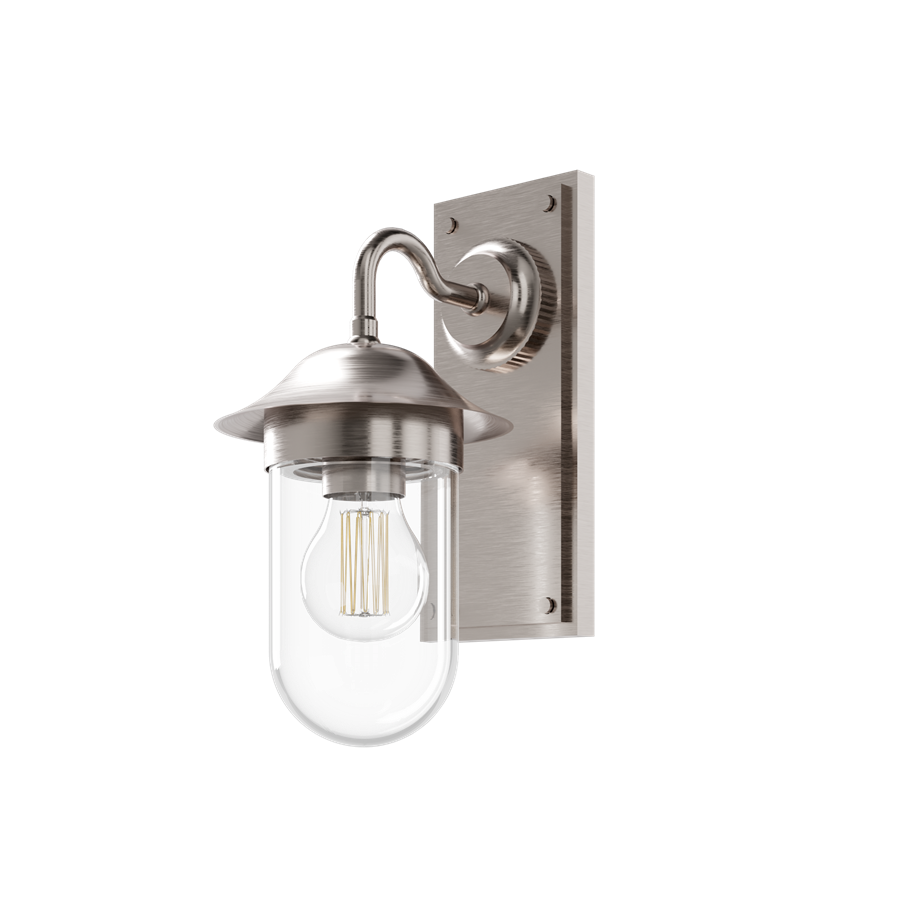 Burlington Guild Wall Light with Clear Glass Brushed Nickel [GUL002L]