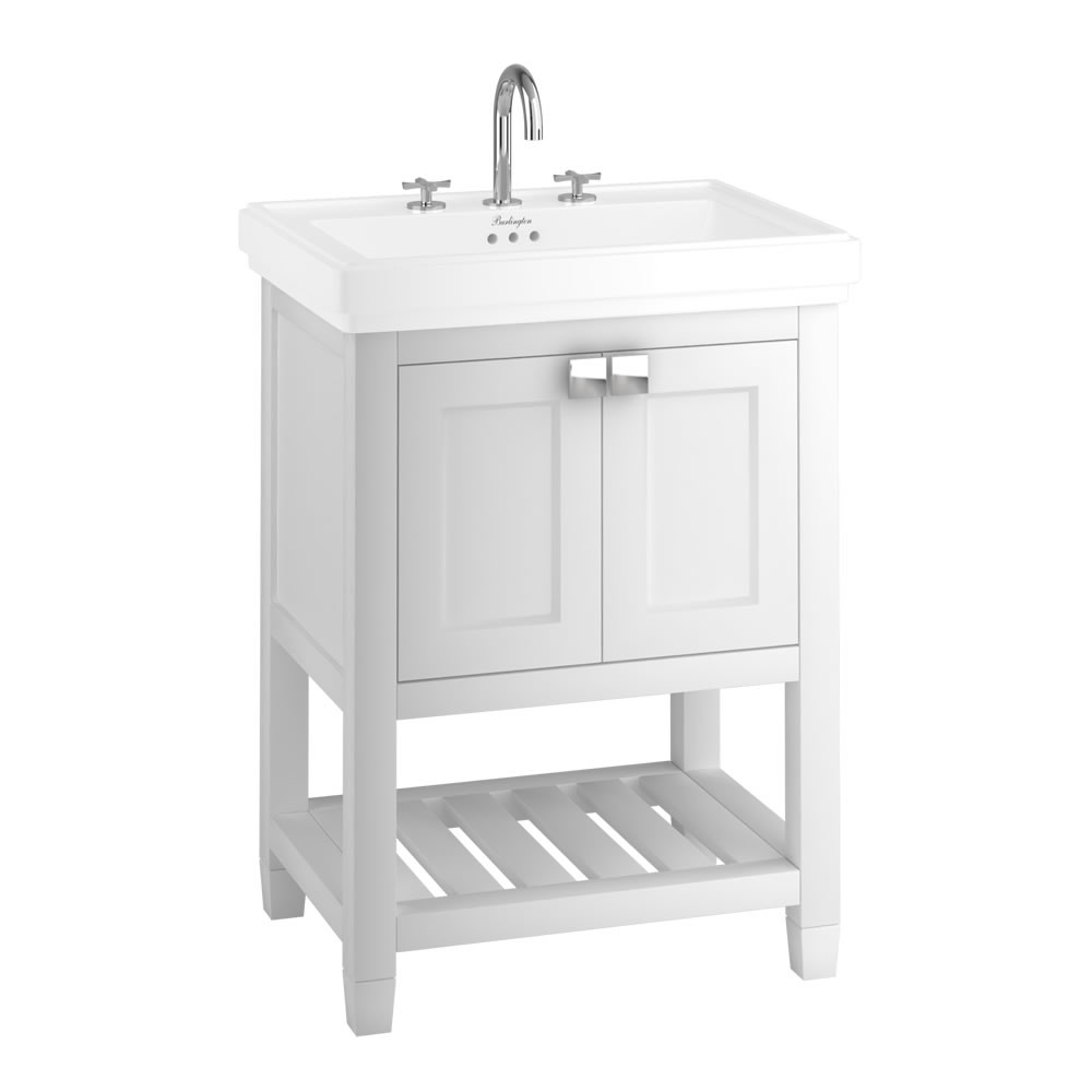 Burlington RIVF650W Riviera 650mm Vanity Unit with Double Doors Matt White (Basin NOT Included)