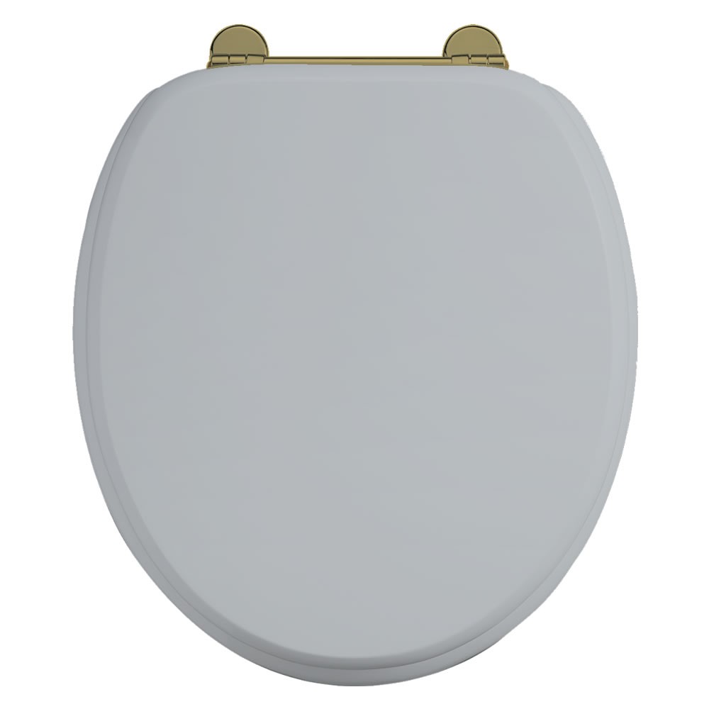 Burlington S55GOLD Bespoke Toilet Seat Moon Grey with Gold Hinges