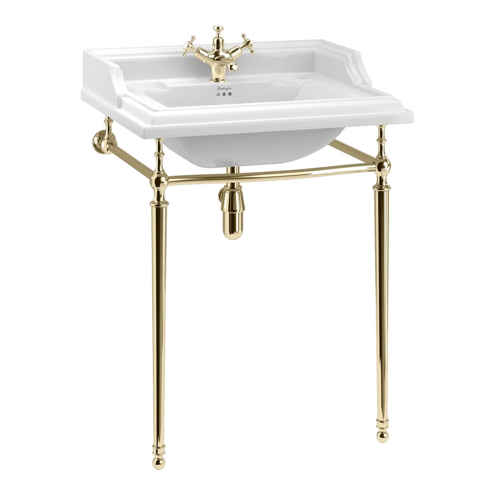 Burlington T49AGOLD Basin Wash Stand (for 650mm Classic & Carrara Marble Countertop Basin) Gold (Basin NOT Included)