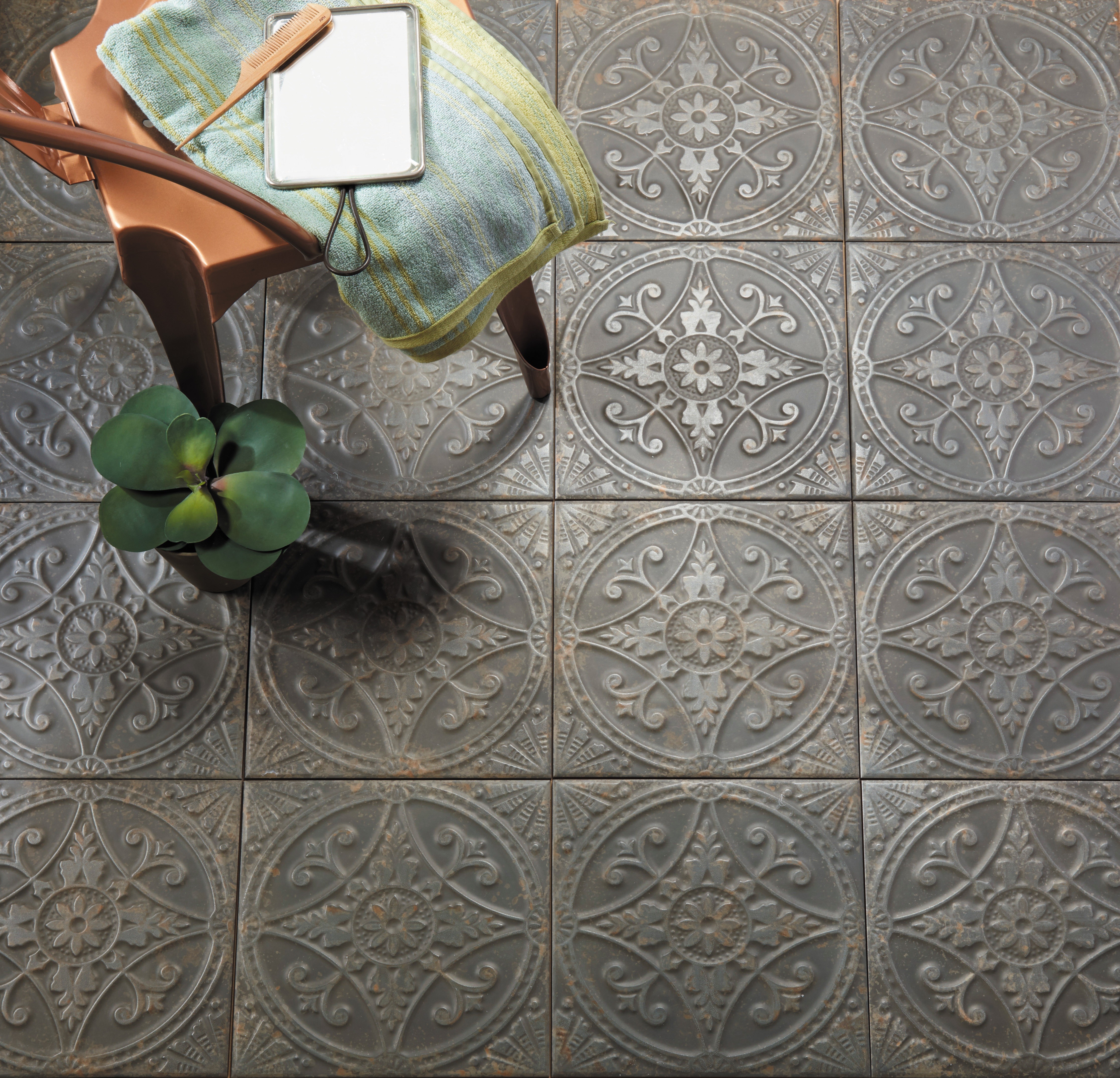 CaPietra Brooklyn Embossed Ceramic Floor & Wall Tile (Textured Finish) Pewter 330 x 330 x 10mm [7329]