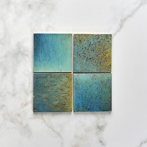 CaPietra Pottery Porcelain Square Floor & Wall Tile (Gloss Finish) Ocean Blue 100 x 100 x 10mm [7937]