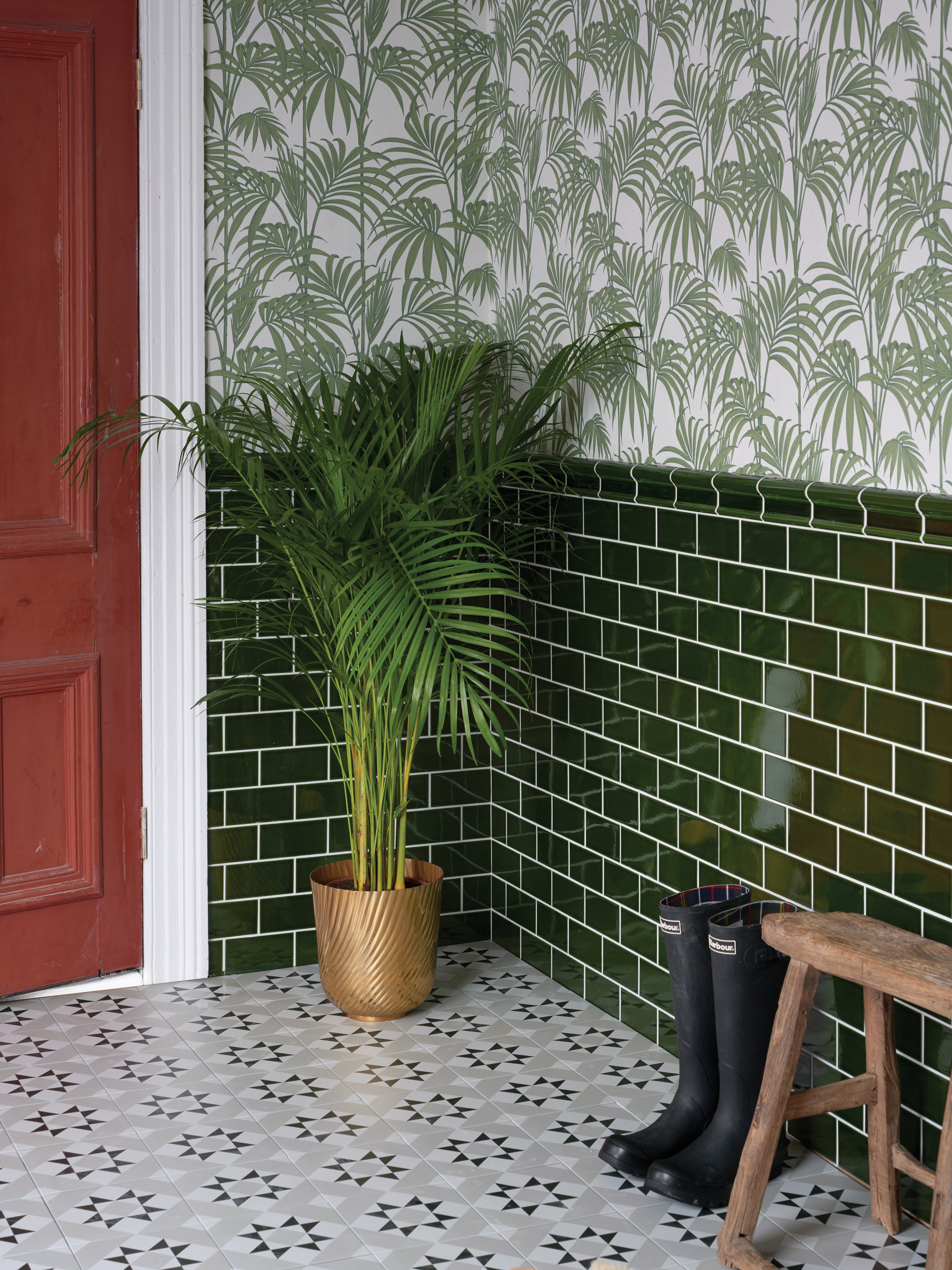 CaPietra Lyme Dado Ceramic Wall Tile (Crackle Glaze Gloss Finish) Olive Green 150 x 75 x 20mm [7556]