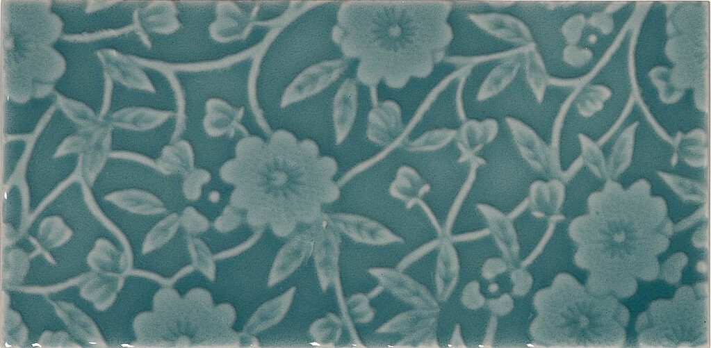 Craven Dunnill Burleigh Calico Decor Wall Tile 152 x 76mm Aquamarine (Single) [BCADE63AQ]