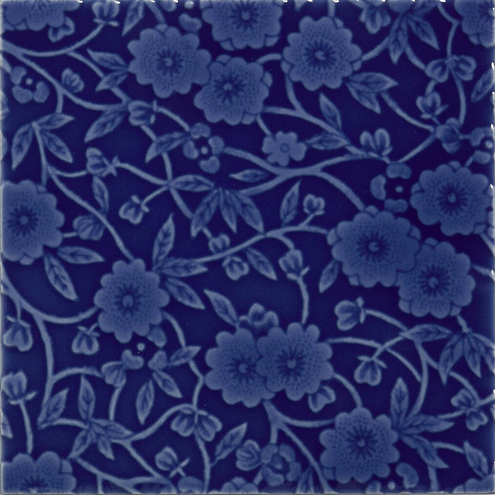 Craven Dunnill Burleigh Calico Decor Wall Tile 152 x 152mm Cobalt (Single) [BCADE66CO]