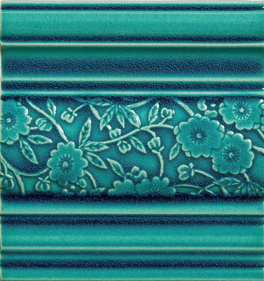 Craven Dunnill BCDDATU Burleigh Calico Deluxe Dado Turquoise Wall Tile 240x250mm