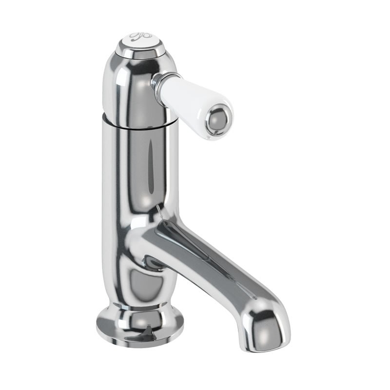 Burlington CH19 Chelsea Straight Spout Monobloc Basin Mixer Chrome with White Tap Lever