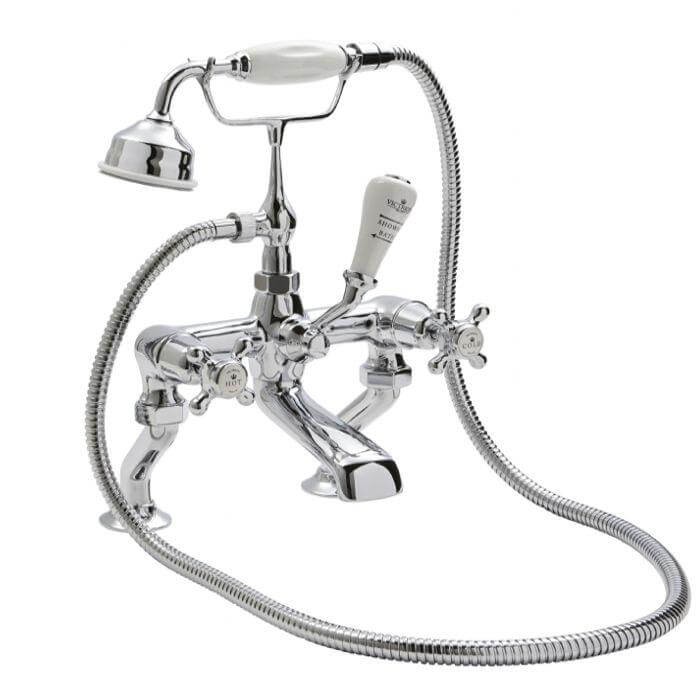 BC Designs CTA020BC Victrion Crosshead Deck Mounted Bath Shower Mixer - Brushed Chrome