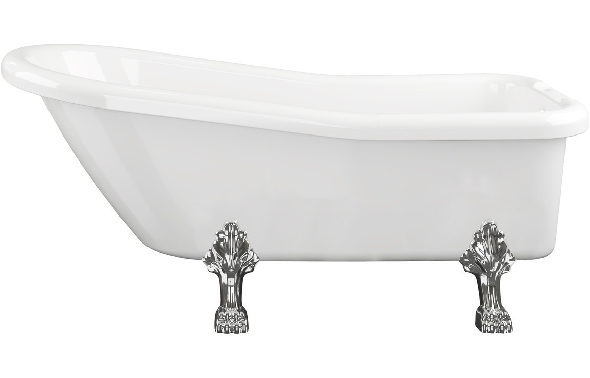 Biella Freestanding 1530x670x760mm 2TH Bath w/Feet - White [PLUM102811]