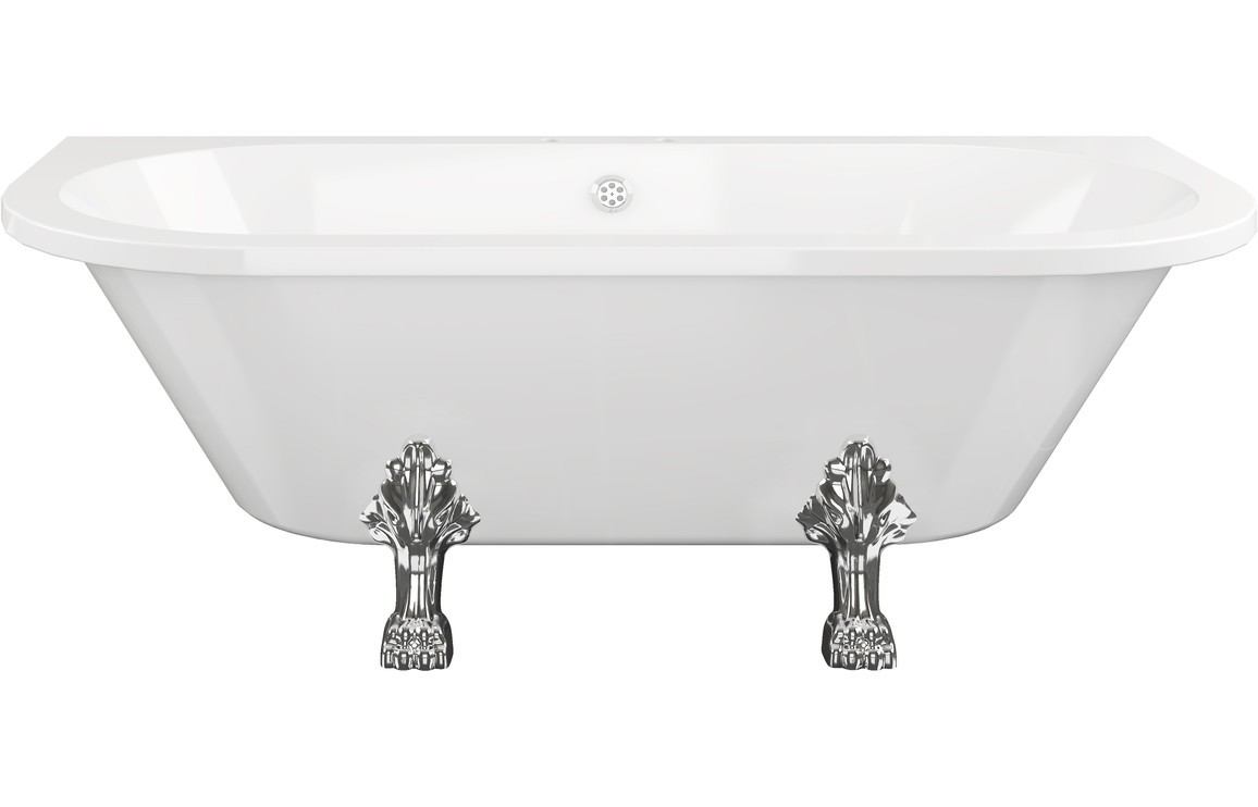 Foggia Freestanding Back To Wall 1700x800x600mm 2TH Bath w/Feet - White [PLUM102813]