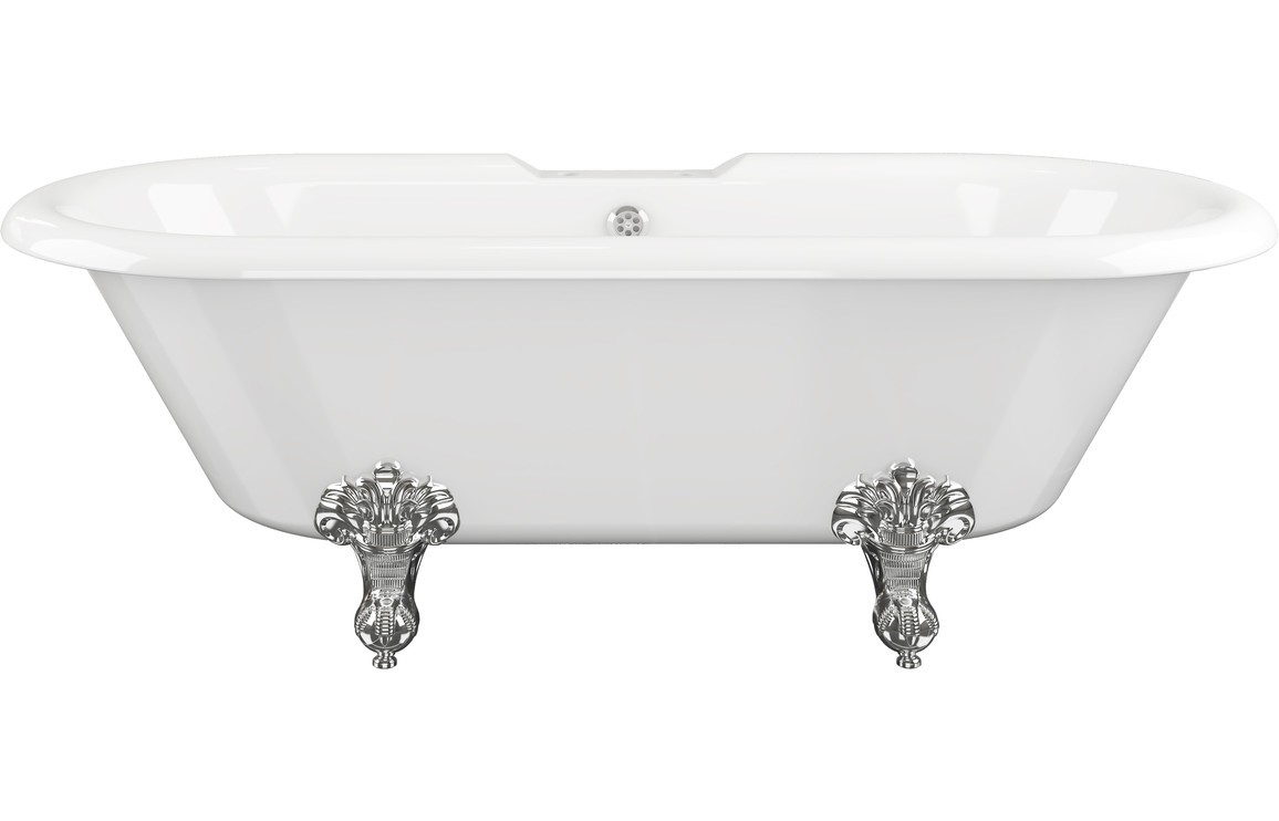 Rivoli Freestanding 1690x740x620mm 2TH Bath w/Feet - White [PLUM102815]