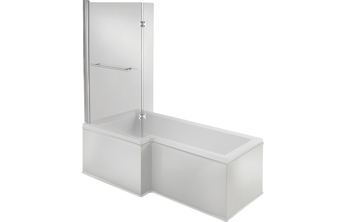 Naples L Shape SUPERCAST 1700x850x560mm 0TH Shower Bath Pack (LH) [PLUM105605]