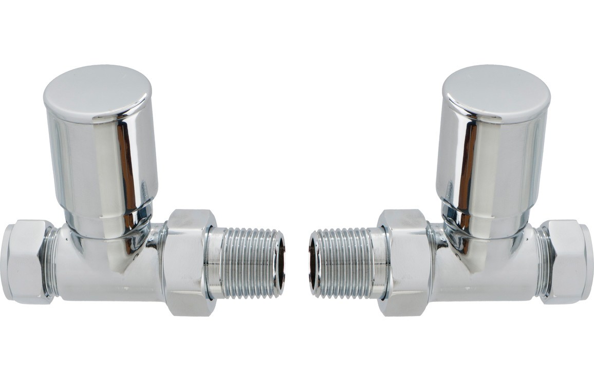 Patterned Chrome Radiator Valves - Straight [PLUM103014]