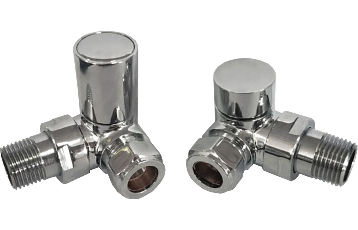 Patterned Chrome Radiator Valves - Corner [PLUM103016]