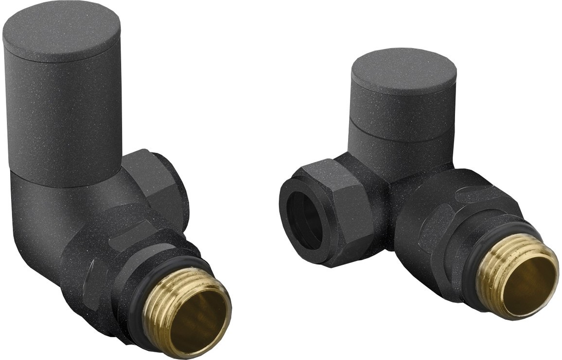 Patterned Anthracite Radiator Valves - Corner [PLUM103017]