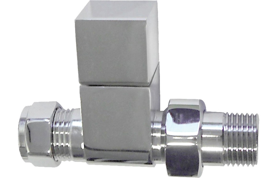 Square Chrome Radiator Valves - Straight [PLUM103018]