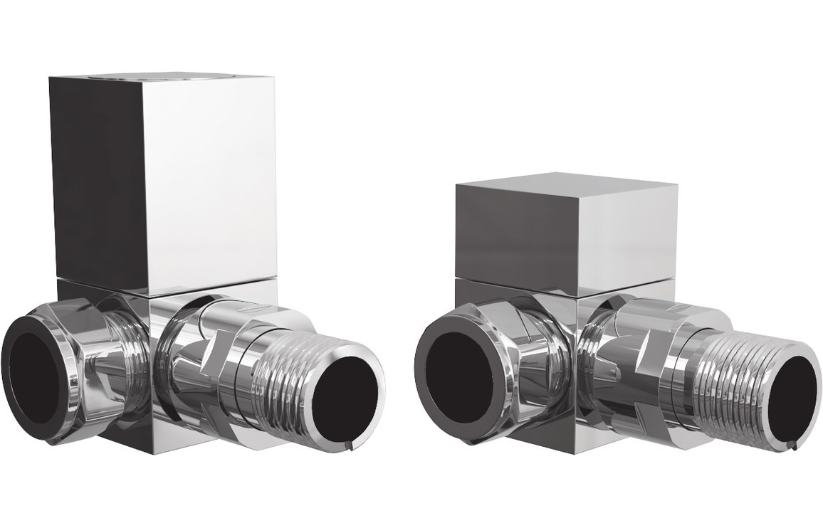 Square Chrome Radiator Valves - Corner [PLUM103020]