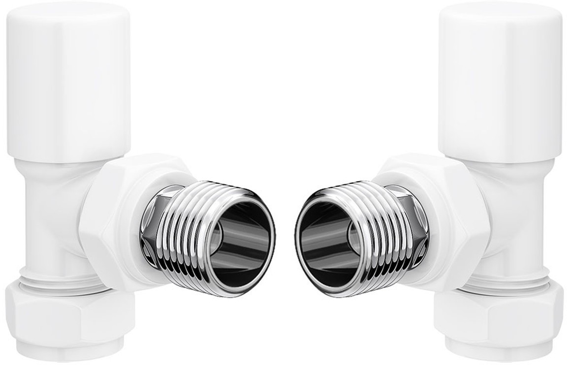 Patterned White Radiator Valves - Angled [PLUM104988]