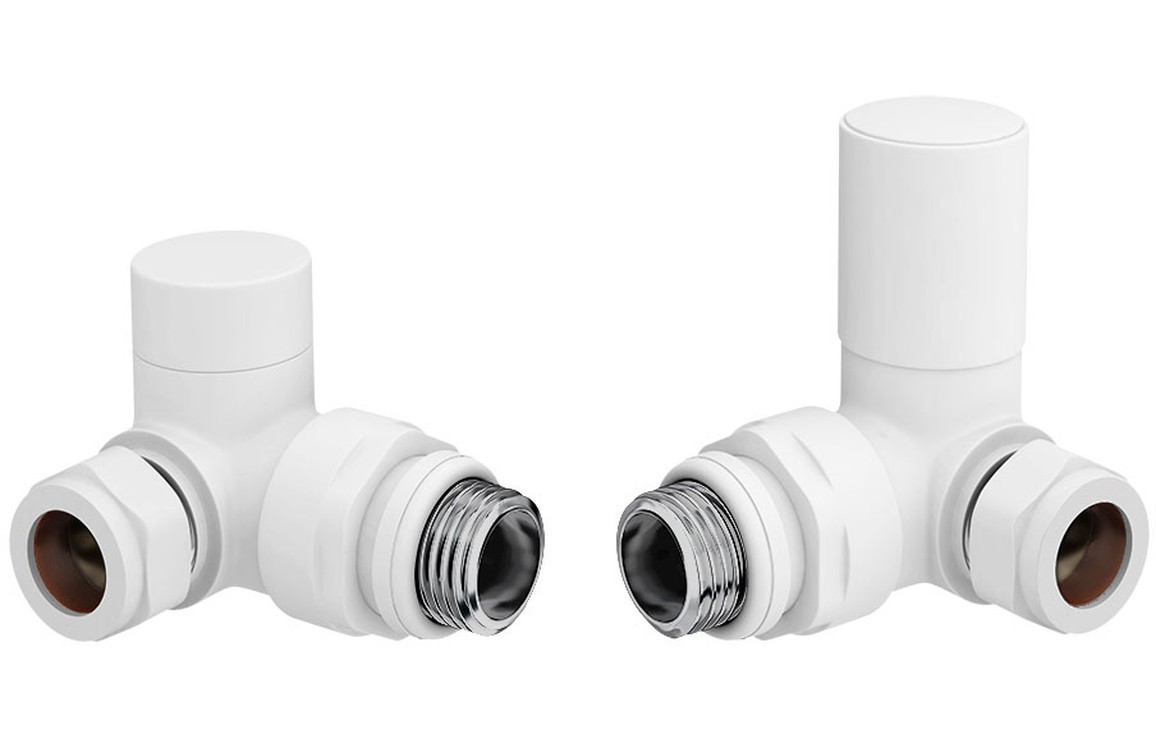Patterned White Radiator Valves - Corner [PLUM104990]