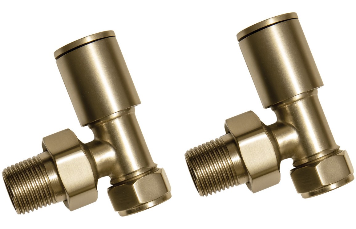 Brushed Brass Radiator Valves - Angled [PLUM107160]