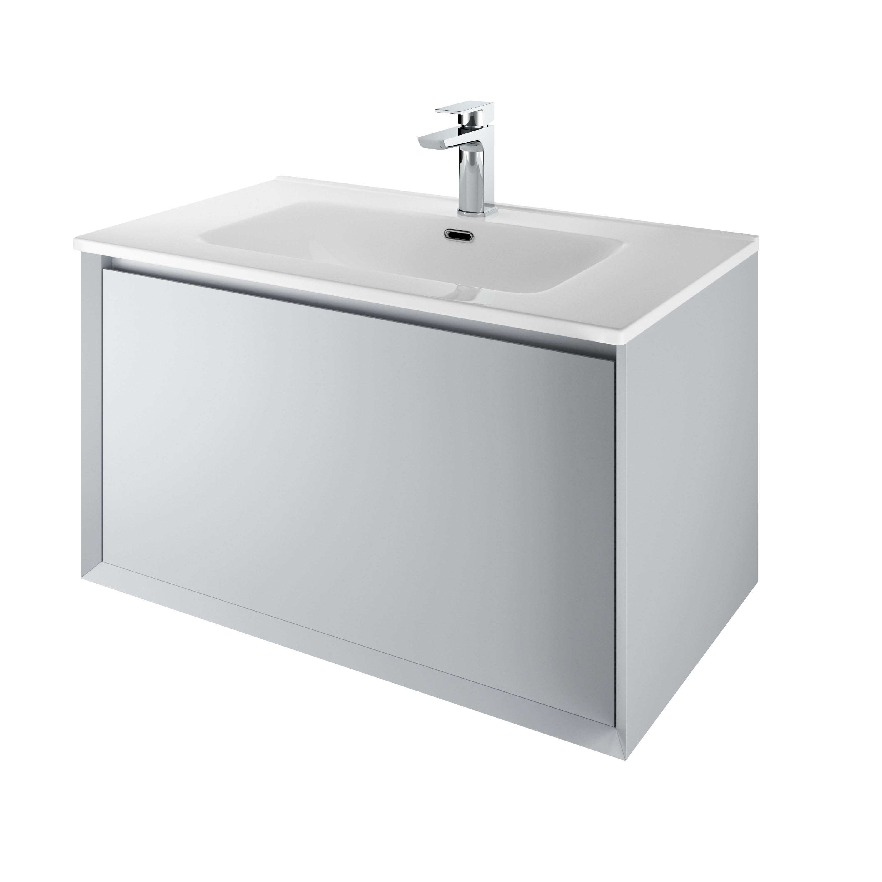 The White Space DISF80MG Distrikt 81cm Wall Hung Vanity Unit - Mid Grey (Basin & Brassware NOT Included)