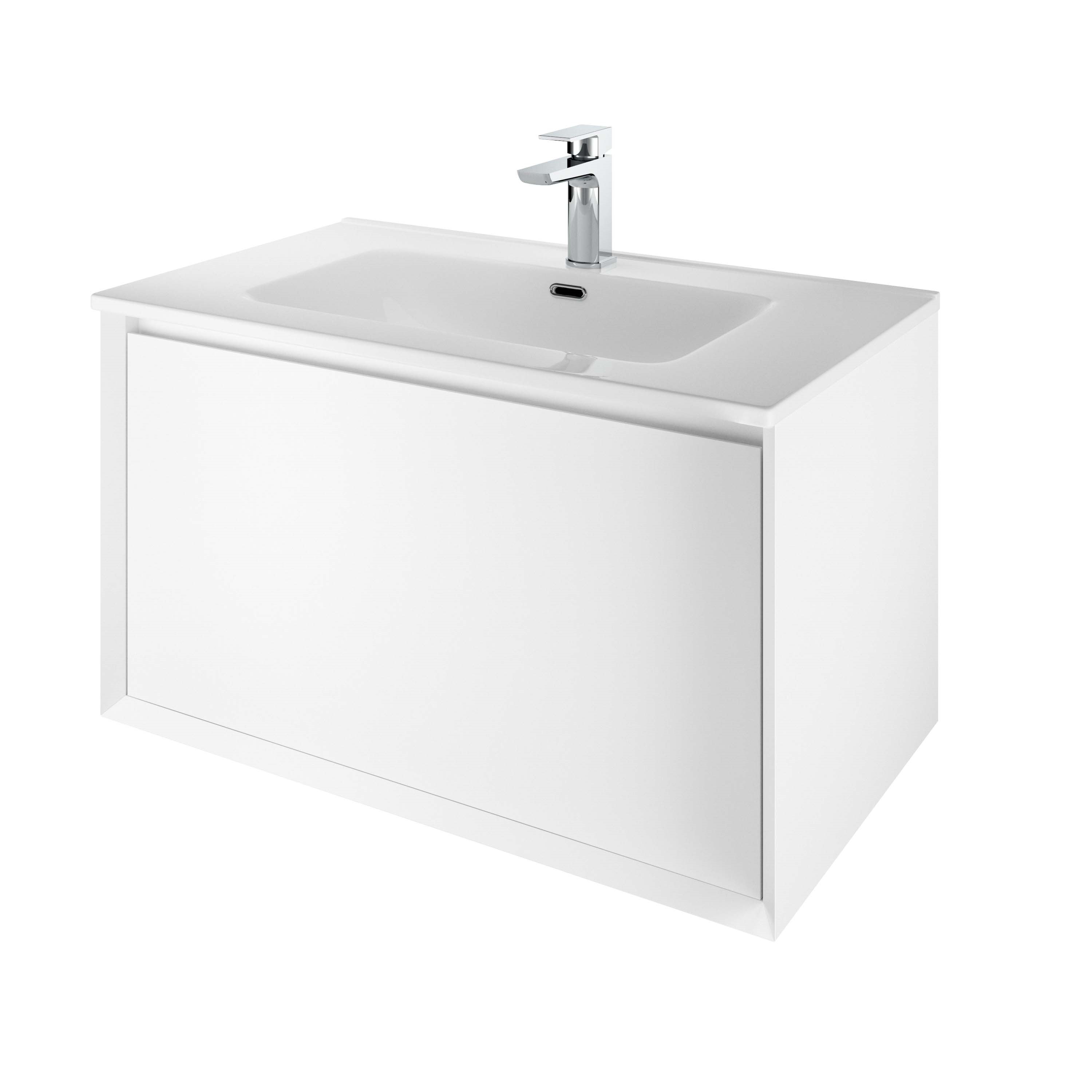The White Space DISF80W Distrikt 81cm Wall Hung Vanity Unit - White (Basin & Brassware NOT Included)