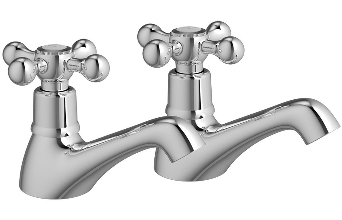 Sarzana Bath Pillar Taps - Chrome [PLUM105753]