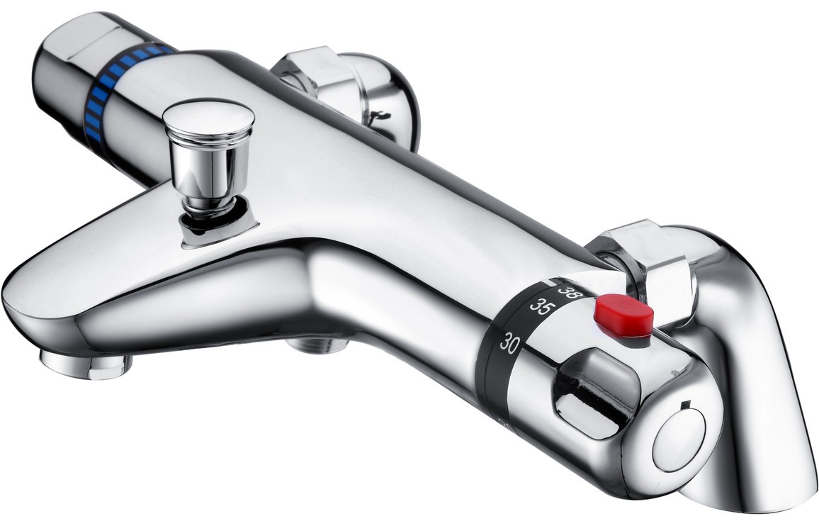 Deck Mounted Thermostatic Bath/Shower Mixer Valve - Chrome [PLUM105825]