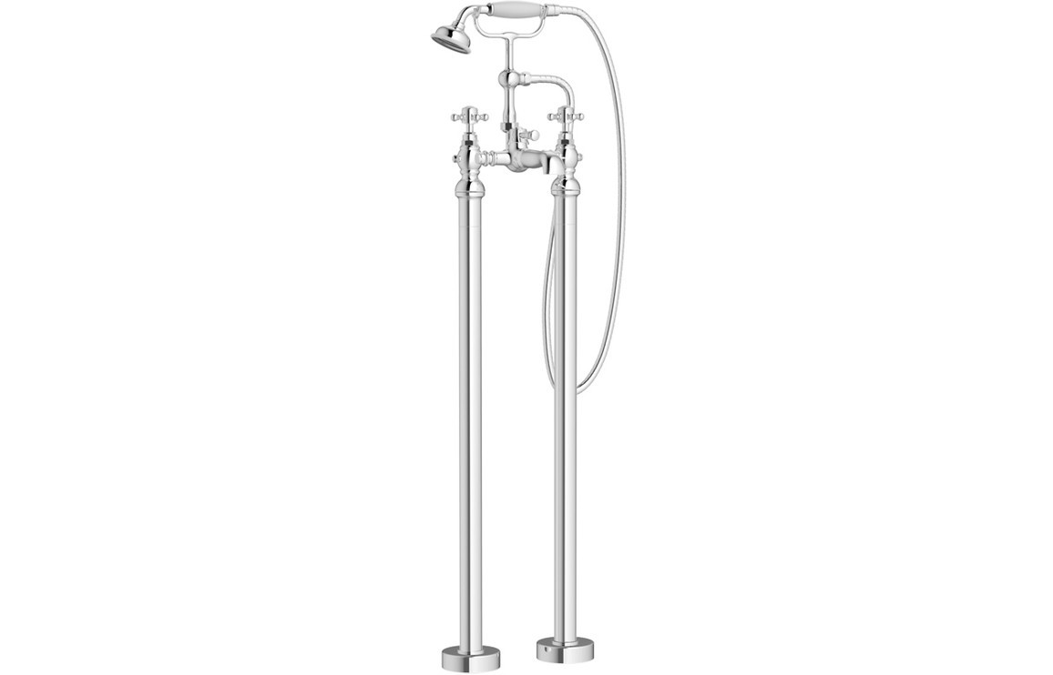 Teramo Floor Standing Bath/Shower Mixer & Shower Kit - Chrome [PLUM105780]