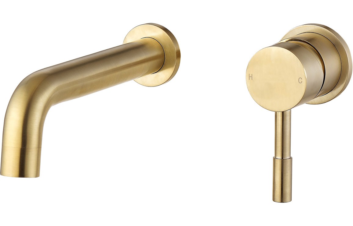 Piacenza Wall Mounted Basin Tap - Brushed Brass [PLUM105802]