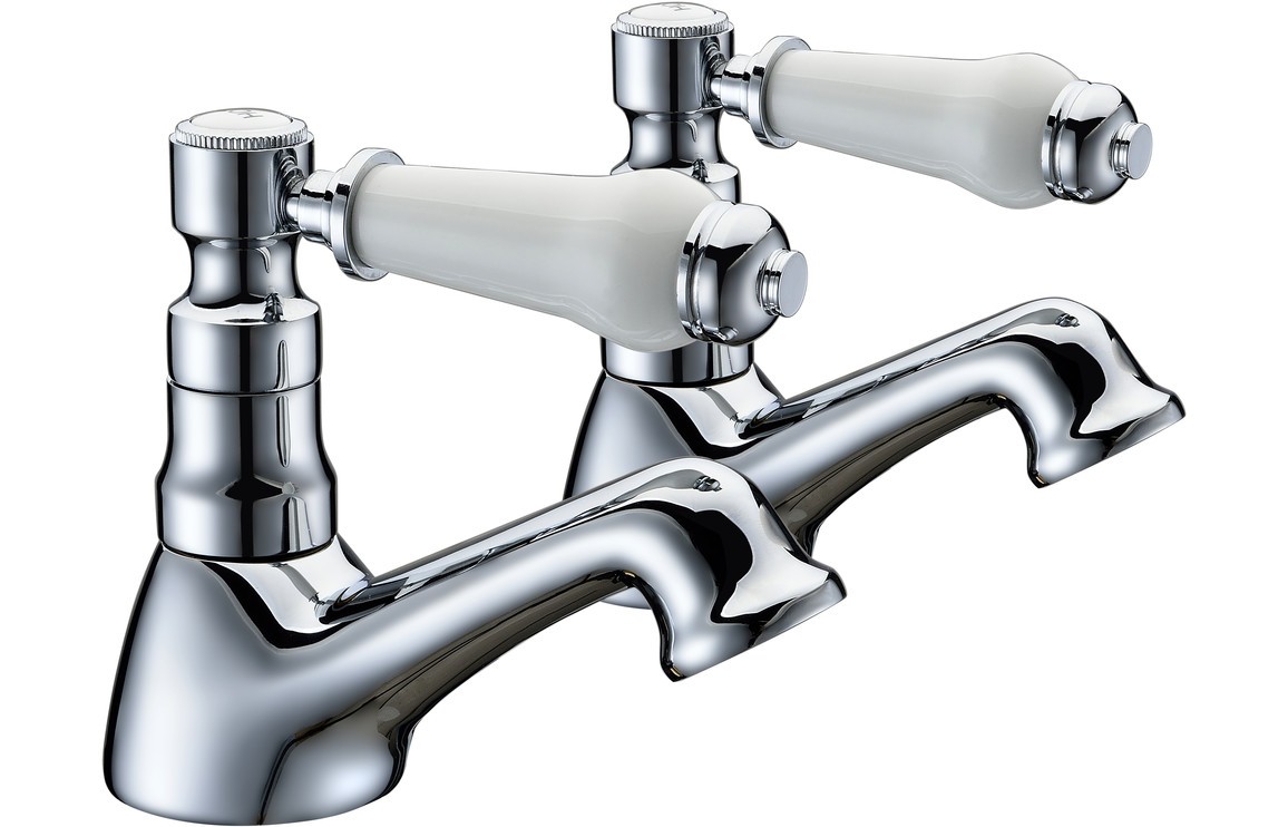 Monza Basin Pillar Taps - Chrome [PLUM105595]
