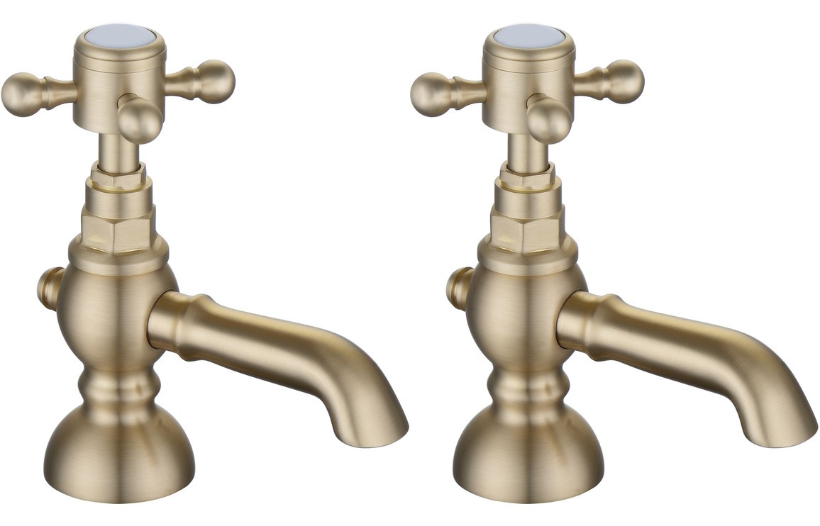 Bergamo Basin Pillar Taps - Brushed Brass [PLUM106800]