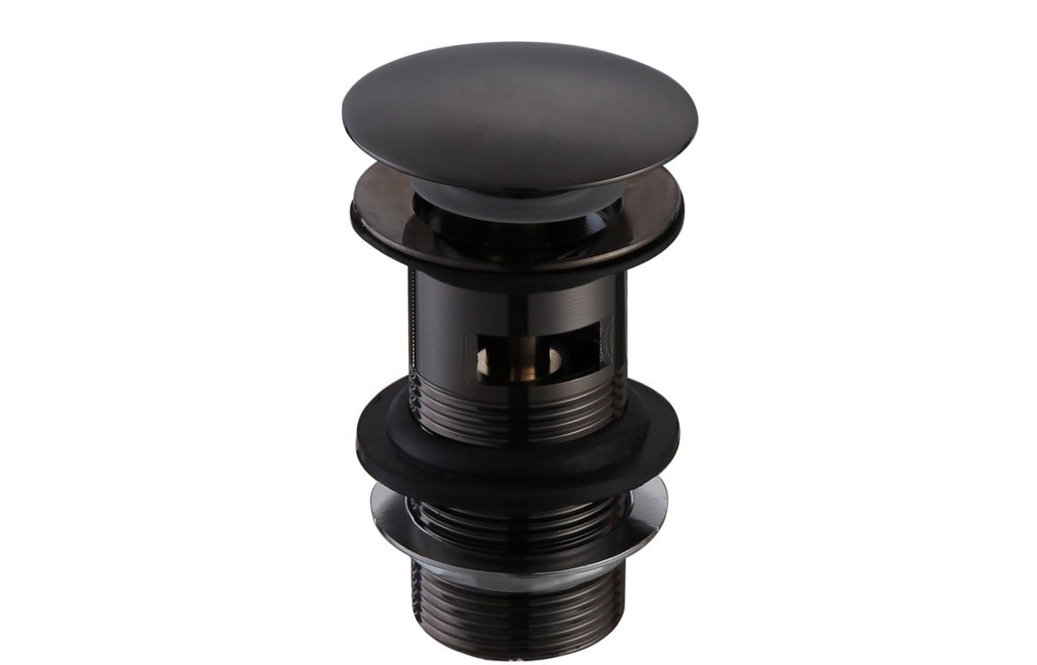 Slotted Basin Push Button Waste - Matt Black [PLUM105800]