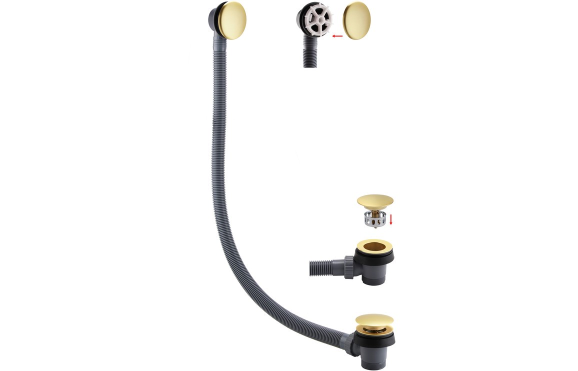 Sprung Bath Waste & Overflow - Brushed Brass [PLUM105815]